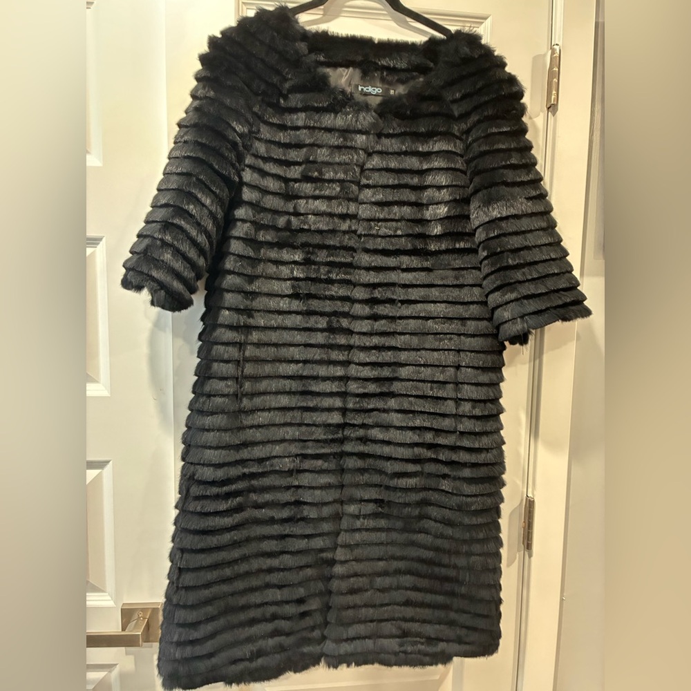 Indigo Rabbit Coat with 3/4 Sleeves